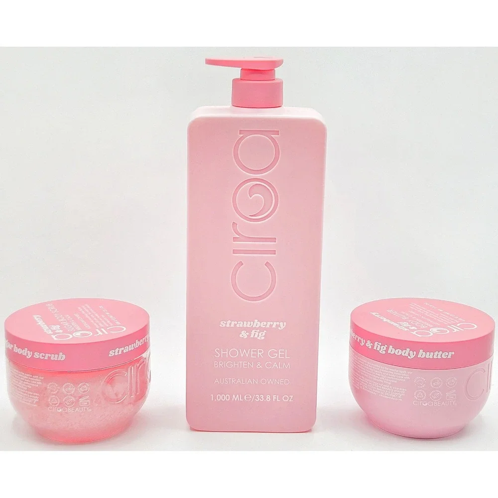 Ciroa Strawberry & Fig Body Care Set 3pc Womens Pink Brighten & Calm New